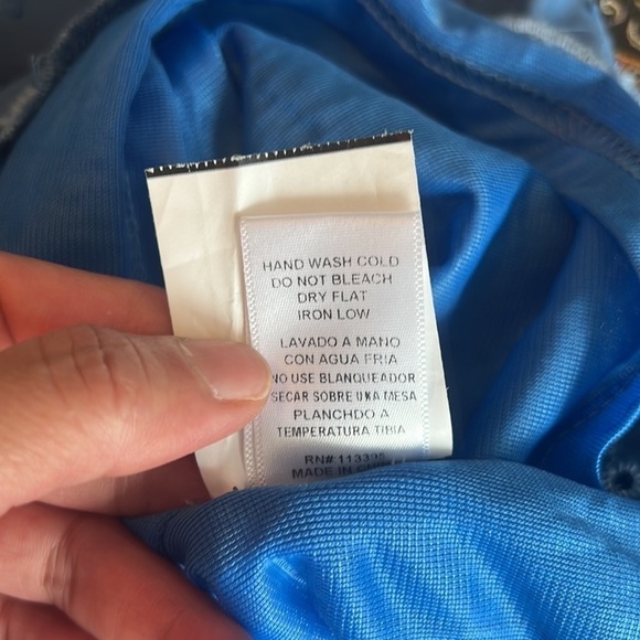 En Creme Blue Embroidered Off The Shoulder Mini Dress Size L - Picture 13 of 15